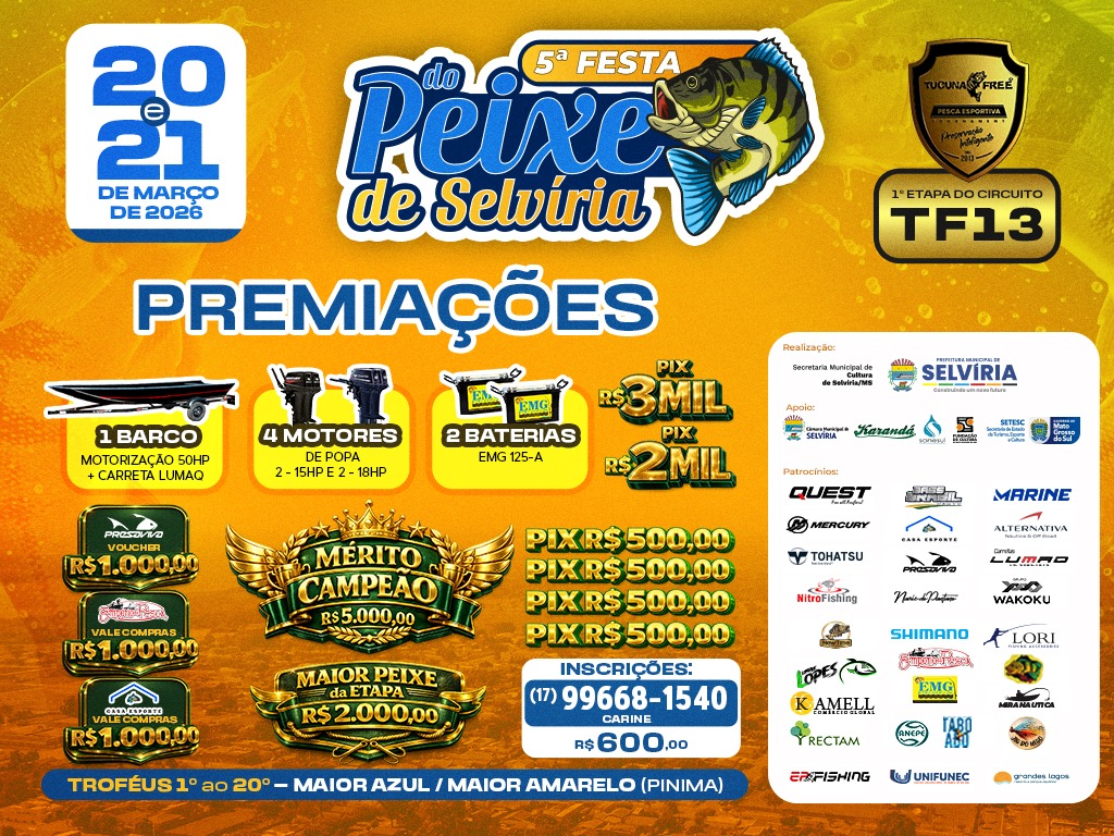 “5ª Festa do Peixe”: Inscrições abertas para a etapa de Selvíria do “Tucuna Free”
