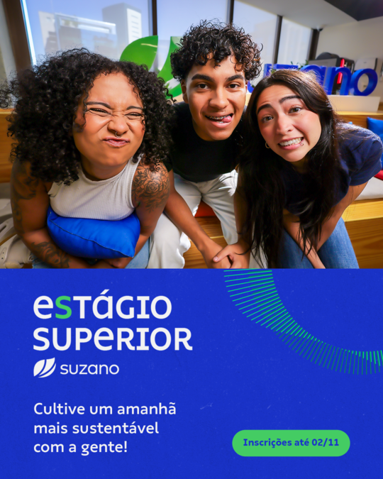 Suzano tem vagas de estágio superior e técnico para estudantes de Ribas do Rio Pardo e Três Lagoas (MS)